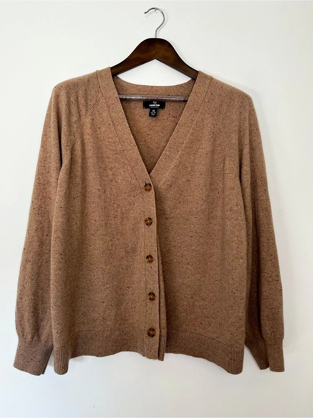 Lands' End Cashmere Cardigan in Brown Size 1X NWT